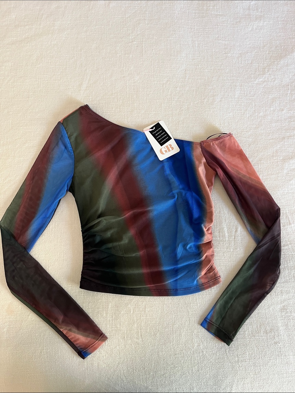 Gianni Bini Asymmetrical Sheer Long-Sleeve Top